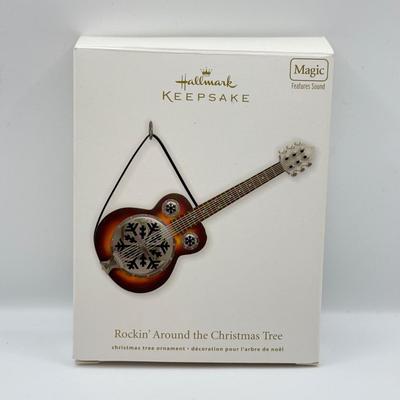 LOT 140: 2011 Hallmark Keepsake Magic Guitar Ornament in Box: Rockin' Around the Christmas Tree