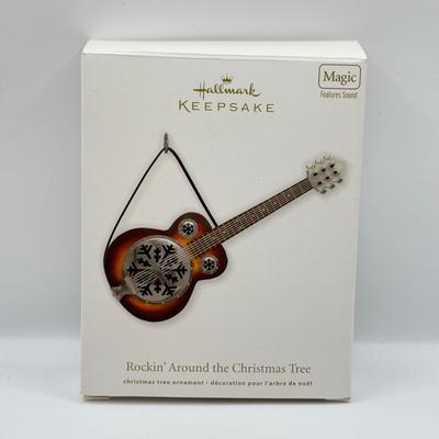 LOT 140: 2011 Hallmark Keepsake Magic Guitar Ornament in Box: Rockin' Around the Christmas Tree