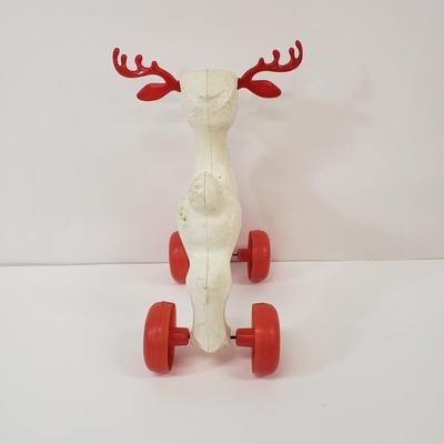 LOT 141: Vintage Empire Santa Blowmold & Reindeer Pull Toy with Santa Mask
