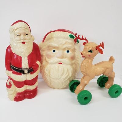 LOT 142: Empire Blowmold Reindeer with Santa Blowmold & Mask