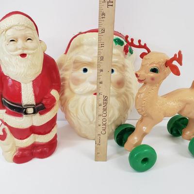 LOT 142: Empire Blowmold Reindeer with Santa Blowmold & Mask