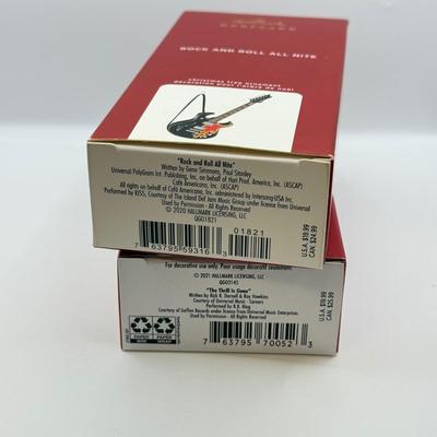 LOT 173: Hallmark Keepsake Guitar Ornaments in Boxes: The Thrill is Gone & Rock and Roll All Nite