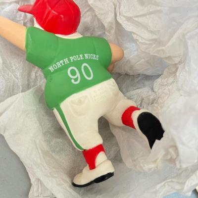 LOT 177: Hallmark Keepsake Ornaments in Boxes: Bowling Monkey, Baseball & Fishing Santas & Turtle All Star