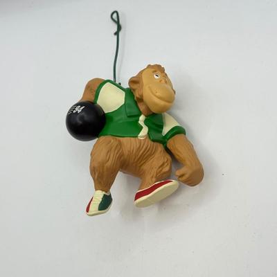 LOT 177: Hallmark Keepsake Ornaments in Boxes: Bowling Monkey, Baseball & Fishing Santas & Turtle All Star
