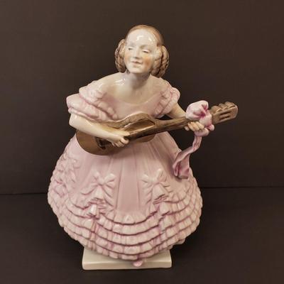 LOT 181: 14" Herend Porcelain Woman Playing Guitar
