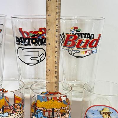 LOT 201: Collectible Glasses: Bud Nascar, Norman Rockwell, Niagara Falls, Shrek the Third & The Great Muppet Caper