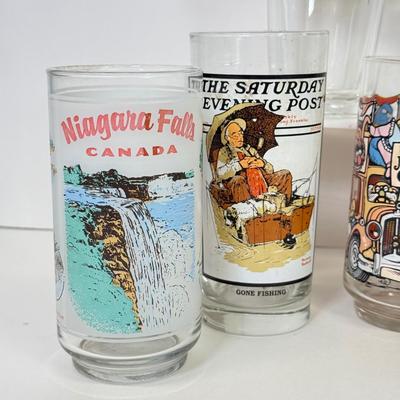 LOT 201: Collectible Glasses: Bud Nascar, Norman Rockwell, Niagara Falls, Shrek the Third & The Great Muppet Caper