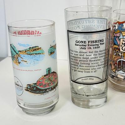 LOT 201: Collectible Glasses: Bud Nascar, Norman Rockwell, Niagara Falls, Shrek the Third & The Great Muppet Caper
