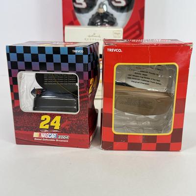 LOT 203: NASCAR Christmas Collection: Stocking w/ Ornaments: 4-Pack, Hallmark Keepsake & More