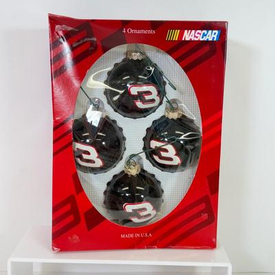 LOT 203: NASCAR Christmas Collection: Stocking w/ Ornaments: 4-Pack, Hallmark Keepsake & More