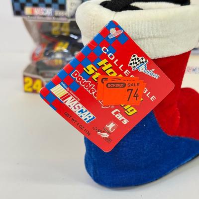 LOT 203: NASCAR Christmas Collection: Stocking w/ Ornaments: 4-Pack, Hallmark Keepsake & More