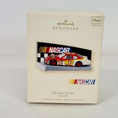 LOT 203: NASCAR Christmas Collection: Stocking w/ Ornaments: 4-Pack, Hallmark Keepsake & More