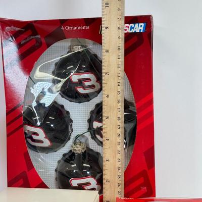 LOT 203: NASCAR Christmas Collection: Stocking w/ Ornaments: 4-Pack, Hallmark Keepsake & More