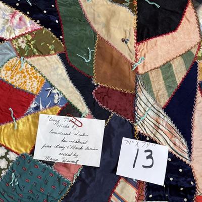 Crazy Patch Quilt made by Emmerick Sisters