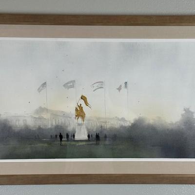 Sean Friloux Watercolor – Golden Joan of Arc Statue, New Orleans