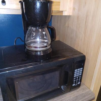 Microwave and coffee pot