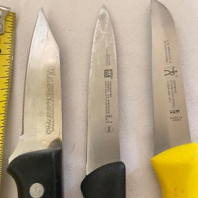 JA Henckels Chef Knives, Wood Block & 6-Person Flatware Set (K-SS)