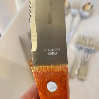JA Henckels Chef Knives, Wood Block & 6-Person Flatware Set (K-SS)