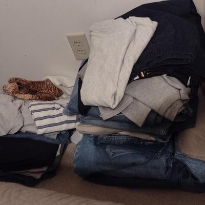 Collection of Men's Clothing and Shoes- Assorted Makers: Chaps, Nautica, Arizona, etc.- Approx Size XL, Pants 42x30, and Shoe Size 10