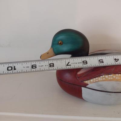 Hand Painted Duck Design Trinket Dish- Approx 8 1/2" Long, 4 1/2" Tall