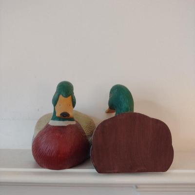 Vintage Weighted Ceramic Duck Design Book Ends- Signed Mr. Man 1983