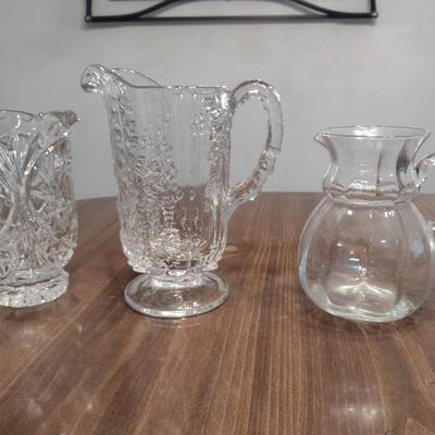 Collection of Glass/Crystal Pitchers- Three Pieces