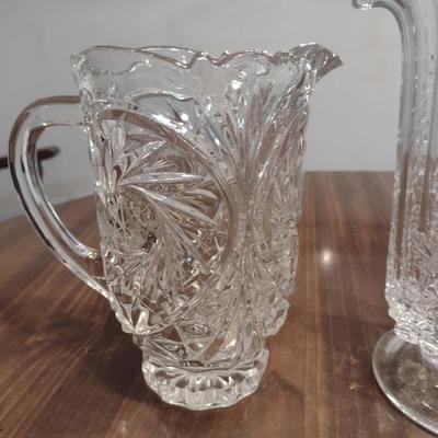 Collection of Glass/Crystal Pitchers- Three Pieces