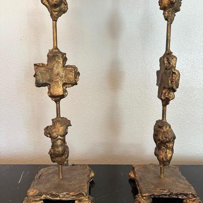 Pair of Flambeau Lighting Gold Finish Buffet Table Lamps (See Details)