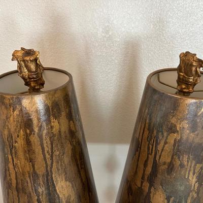 Pair of Flambeau Lighting Gold Finish Buffet Table Lamps (See Details)