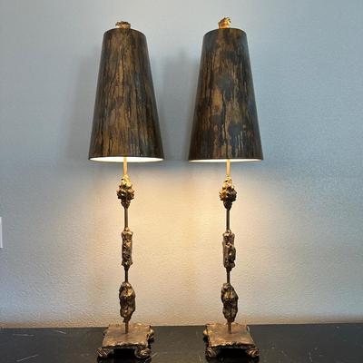 Pair of Flambeau Lighting Gold Finish Buffet Table Lamps (See Details)