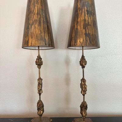 Pair of Flambeau Lighting Gold Finish Buffet Table Lamps (See Details)