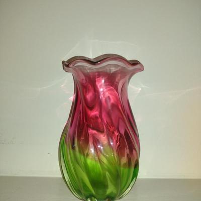 Watermelon Glass Vase- Approx 7 1/2" Tall