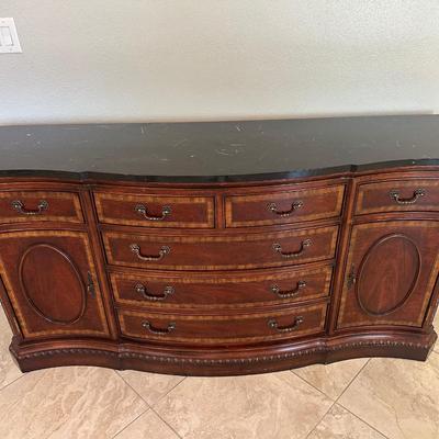 Universal Furniture Serpentine Sideboard with Black Marble Top