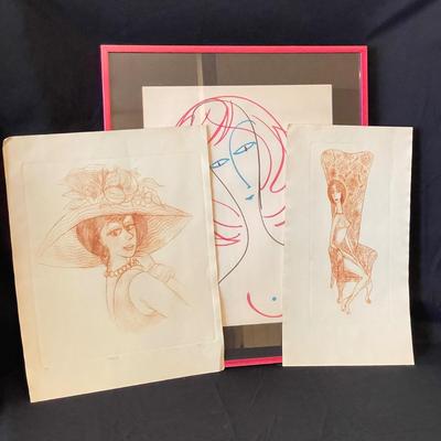 Three Art Pieces by Cartoonist Franklin Folger (LR-SS)