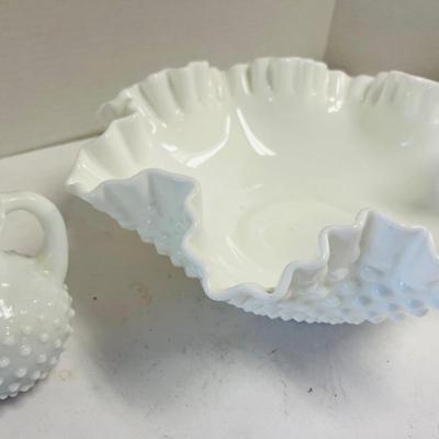 Vintage Hobnail Milk Glass Bowl