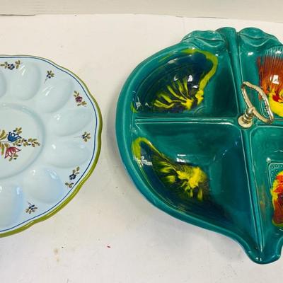 Vintage Maurice of California Pottery Chip/Dip set & Italian egg Platter