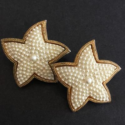 Beautiful, vintage, faux pearl starfish, earrings,