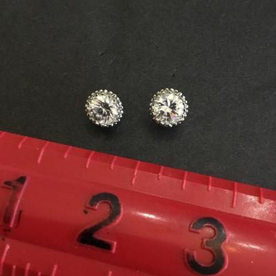 Beautiful large silver tone, crystal round studded earrings very nice very beautiful