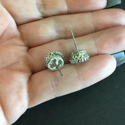 Beautiful large silver tone, crystal round studded earrings very nice very beautiful