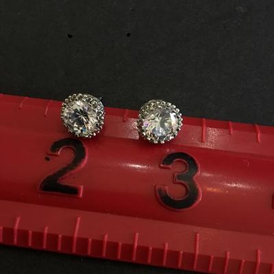 Beautiful large silver tone, crystal round studded earrings very nice very beautiful