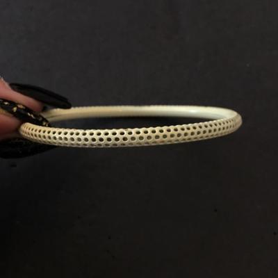 Antique white metal enameled, bangle, bracelet, unique