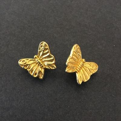 Vintage gold tone butterfly stud earrings