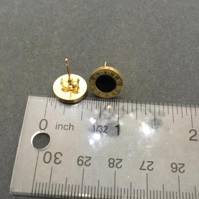 Roman numerals gold tone stud earrings