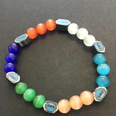 Cute stitch stretch bracelet with faux moon glow beads