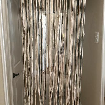 Sale Photo Thumbnail #130: Boho style hand made macrame doorway decor. Natural and dark green. 26"x69"