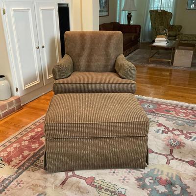 L721 Soverign Upholstery Dark Olive By Hickory Chair Co. With Ottoman