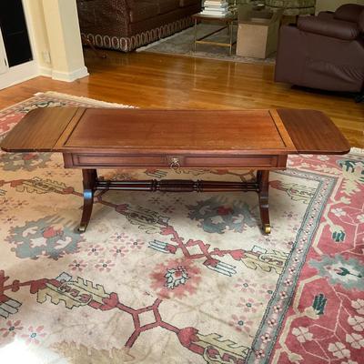 L722 Vintage Mahogany Faux Drawer Side Drop Leaf Coffee Table