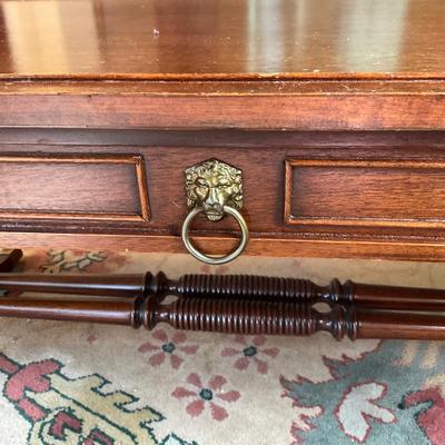 L722 Vintage Mahogany Faux Drawer Side Drop Leaf Coffee Table