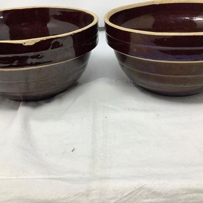 Sale Photo Thumbnail #35: You get two pottery 9” mixing bowl.  One has chip see pictures.