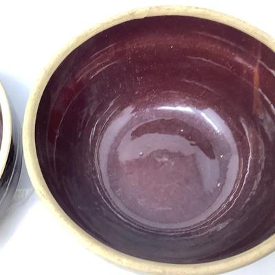 Sale Photo Thumbnail #38: You get two pottery 9” mixing bowl.  One has chip see pictures.